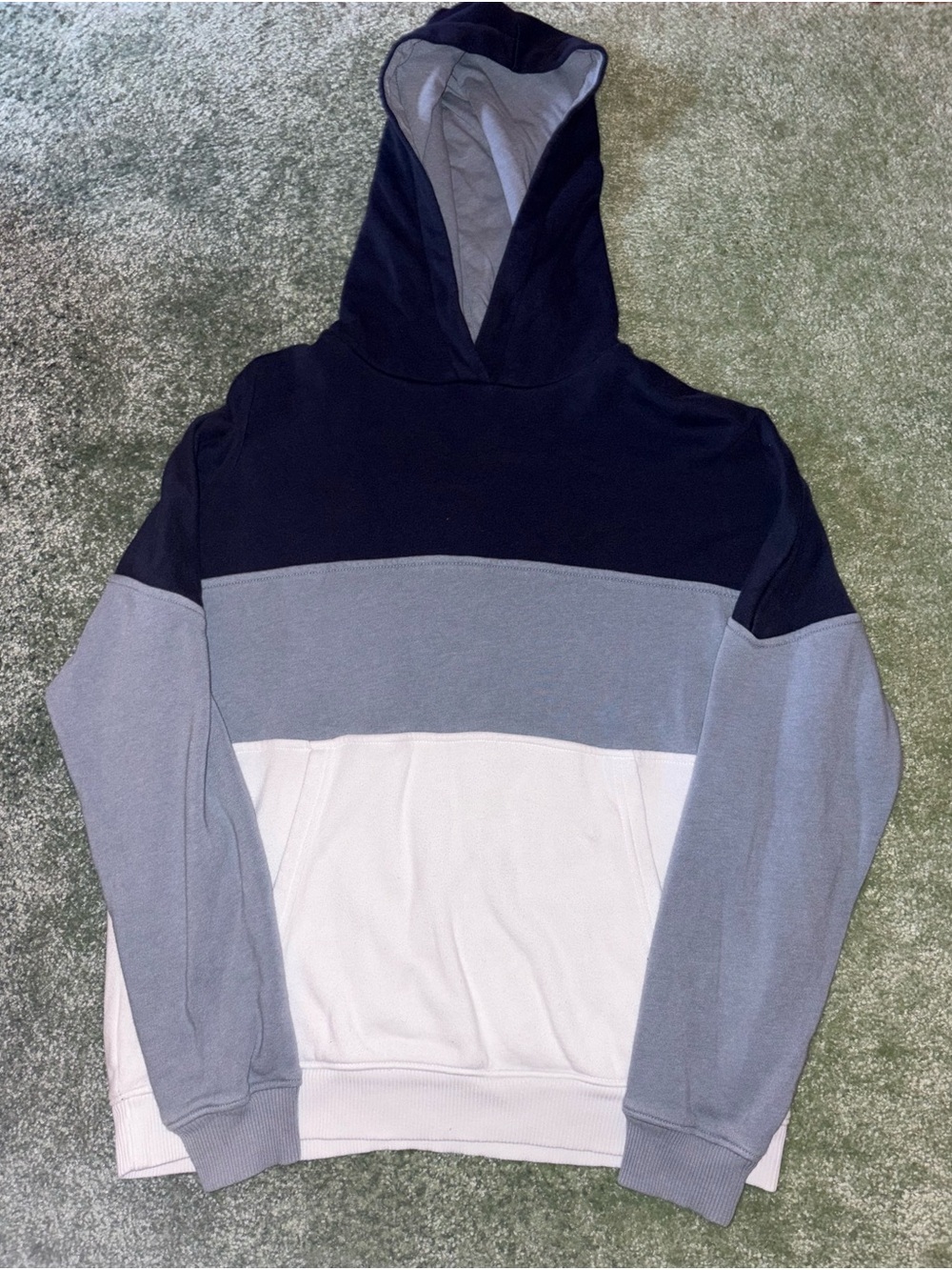 American Eagle Outfitters Navy, light blue & White Colorblock Pullover Hoodie